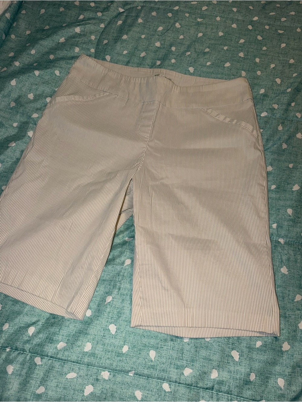 Large Beige Pinstripe Women’s Bermuda Shorts. MUST BE BUNDLED